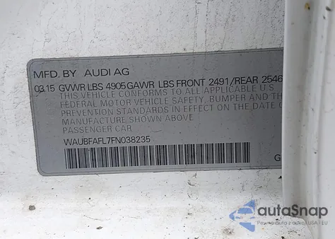 2015 Audi A4 2.0T Premium z USA, uszkodzony, nr VIN WAUBFAFL7FN038235